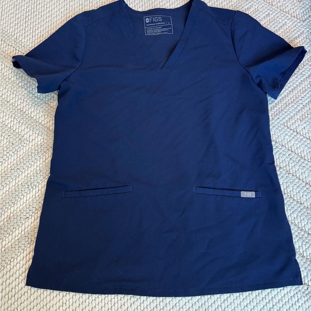 Figs Navy Blue Scrub Top